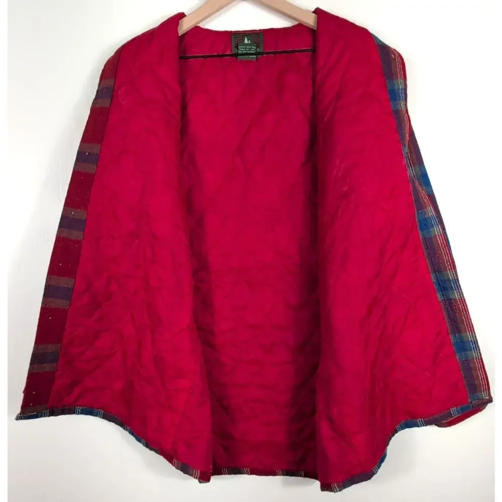 High Sierra Wool Plaid Shacket Men’s Med Red Blue Quilted Hunting Jacket Vintage - Picture 7 of 16